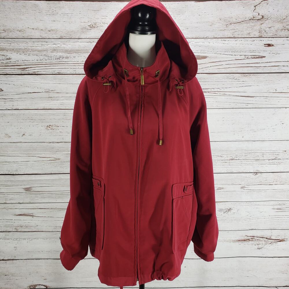 Westbound Women's Red Full Zip Front Pockets Detachable Hood Jacket Size XL